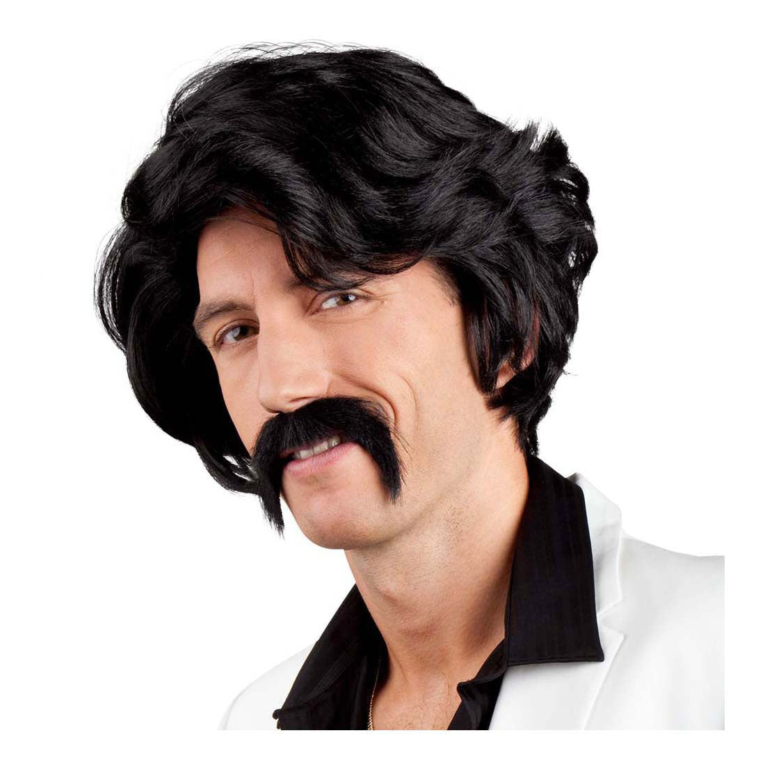 Peluca Boland negra con bigote.