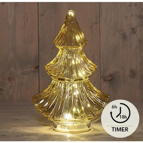 Anna's collection Árbol de Navidad 10led cristal 3xaaa pila con temporizador 15,5x9,5xh24cm ámbar