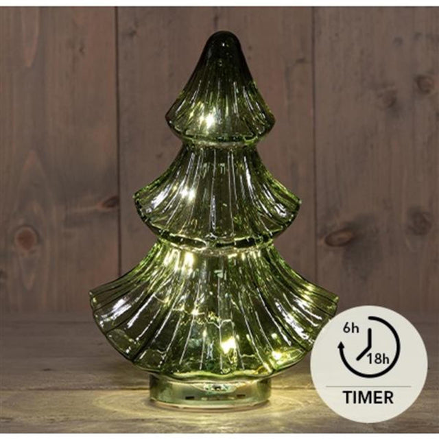 Anna's collection árbol de Navidad led cristal verde h24cm