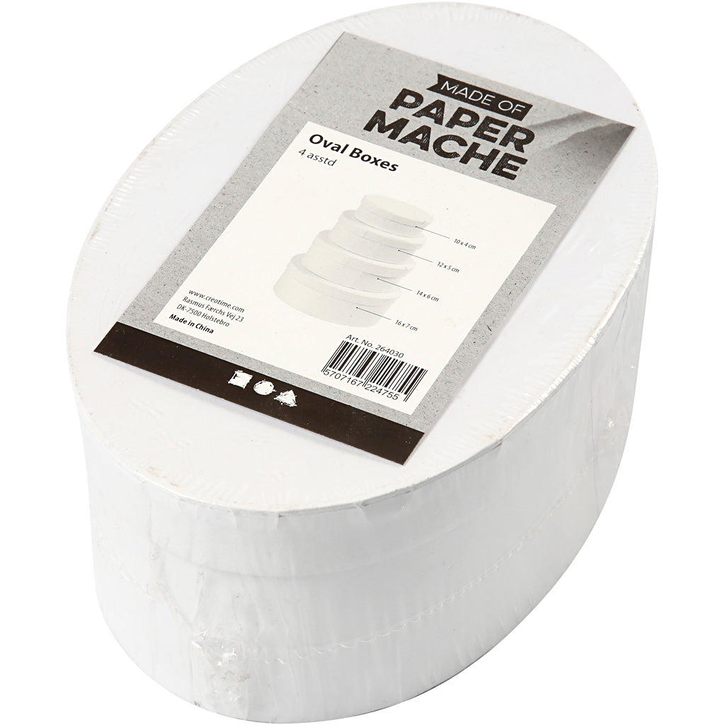Creativ company creotime cajas ovaladas de cartón 10-12-14-16 cm blanco 4 piezas