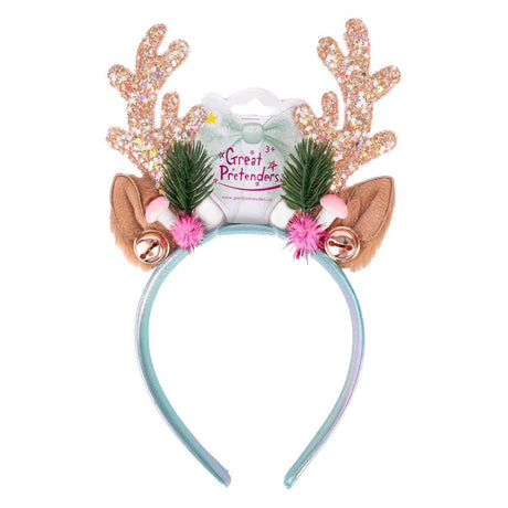 Diadema navideña para niños de Great Pretenders Holiday Rudolph - rosa menta