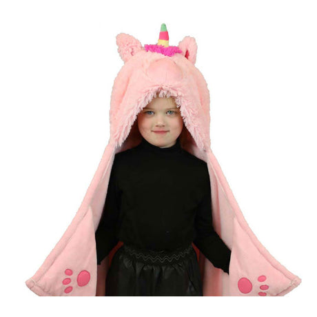 Noxxiez manta de peluche con capucha unicornio, 130x100cm