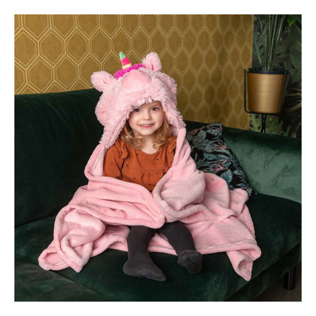 Noxxiez manta de peluche con capucha unicornio, 130x100cm