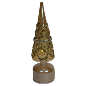 Mansion atmosphere kerstboom led draaiend wit goud 9x32cm