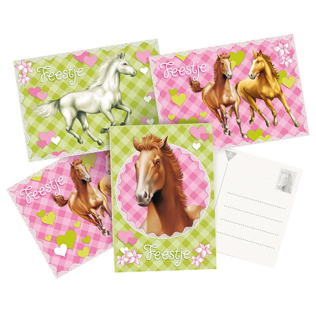 Tarjetas de invitación de barba blanca de Haza con caballos. 6 piezas