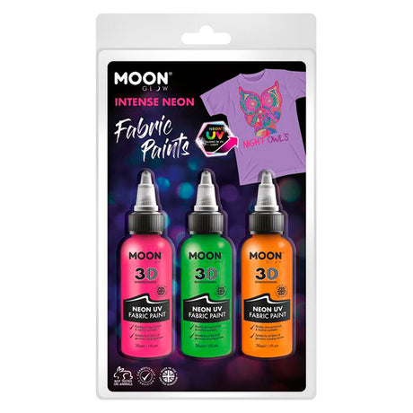 Haza pintura textil barba blanca neón 3x30ml - naranja, verde, rosa