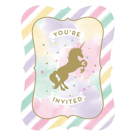 Invitaciones de unicornio de barba blanca Haza, 8ud.