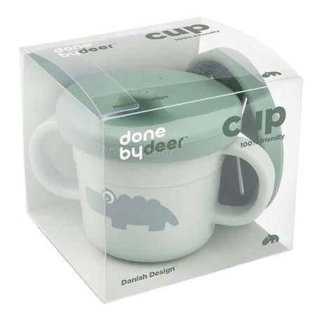 Vaso con boquilla para snack Done by deer verde cocodrilo, 215 ml