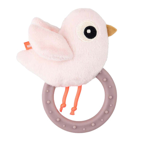 Sonajero realizado por ciervo con cordón pajarito rosa