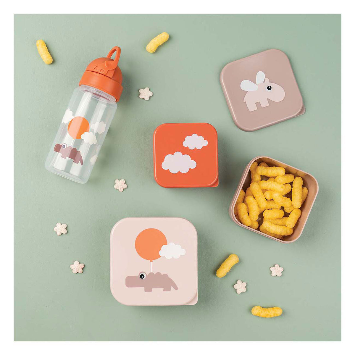 Caja de snacks Done by Deer Happy Clouds rosa, 3 uds.