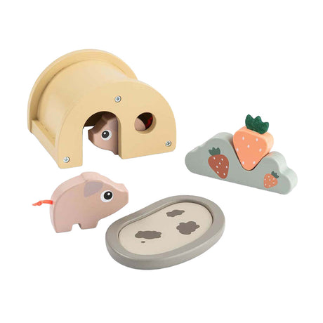 Hecho por ciervos pequeña granja juego de madera pigee