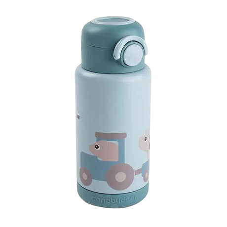 Hecho por ciervo botella para beber aislada tiny farm - azul