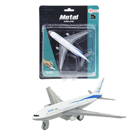 Toi-toys avión de metal con retroceso blanco 14 x 13 cm