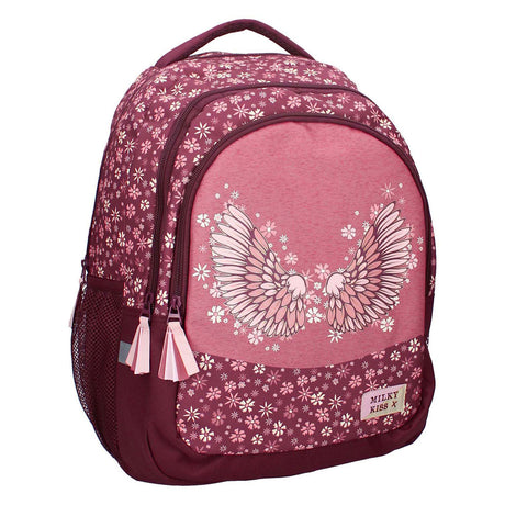 Mochila Milky Kiss flores silvestres, 3 compartimentos