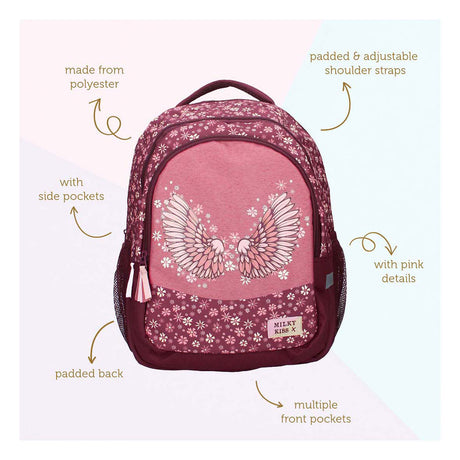 Mochila Milky Kiss flores silvestres, 3 compartimentos