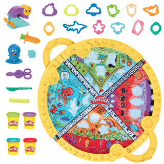 Hasbro play-doh tapete de juego plegable y toma - plastilina - 4 botes de play-doh - fácil de guardar - manualidades para niños