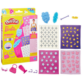 Pack de patrones play-doh barbie brillo y piedras preciosas - set de recarga - plastilina