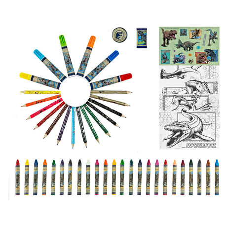 Estuche de color sin marca sin marca Jurrasic World, 51 piezas.