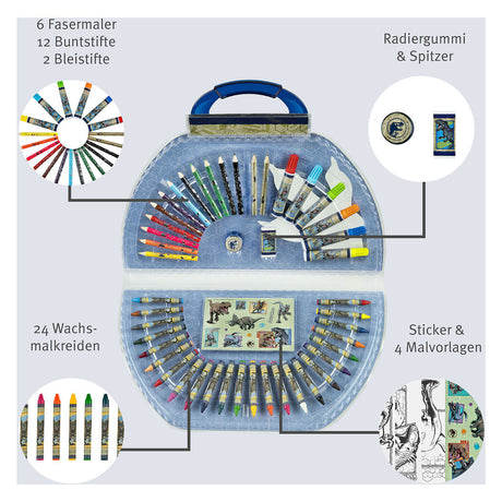 Estuche de color sin marca sin marca Jurrasic World, 51 piezas.