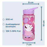 Undercover świnka peppa series - botella de agua - 500 ml - con vaso - sin BPA