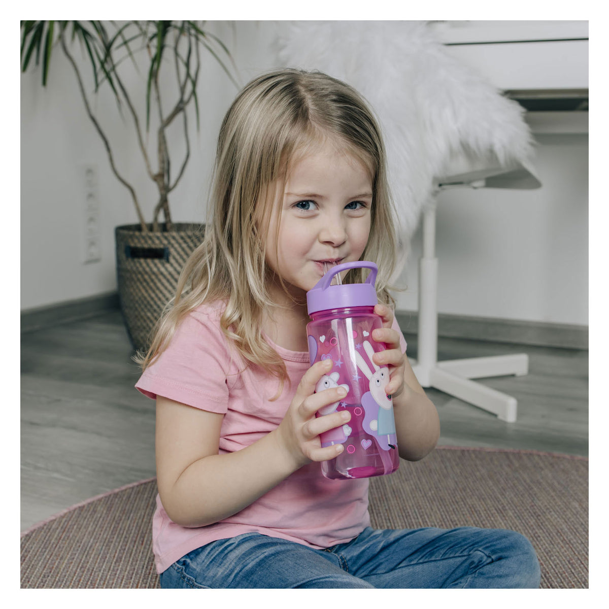 Undercover świnka peppa series - botella de agua - 500 ml - con vaso - sin BPA