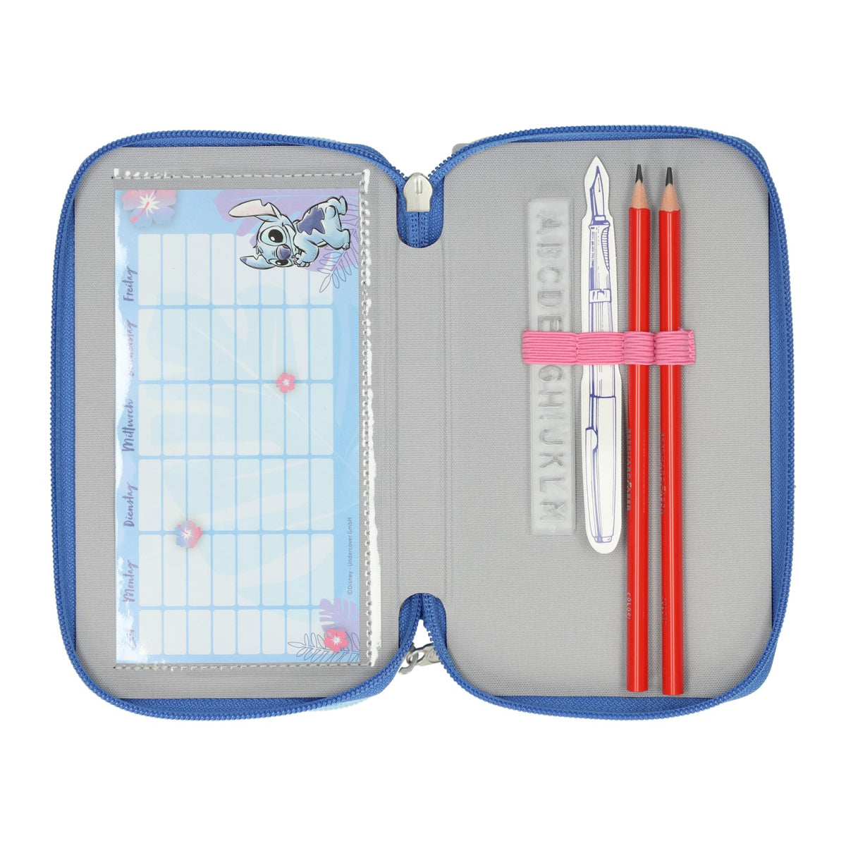 Estuche para lápices de 3 compartimentos con relleno de puntadas Undercover