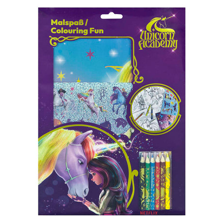 Set para colorear de Undercover Unicorn Academy con pegatinas y lápices.