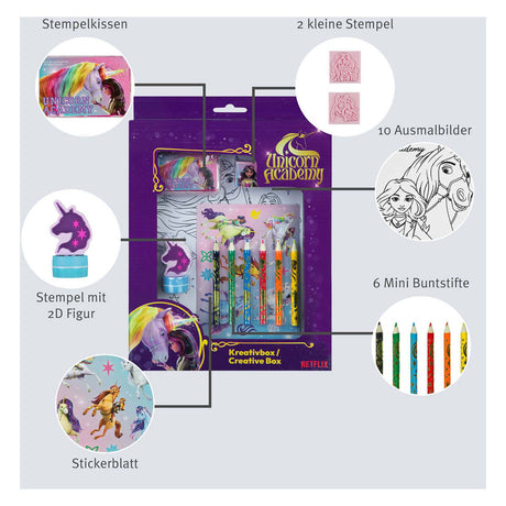 Caja de manualidades Undercover Unicorn Academy, 21 piezas