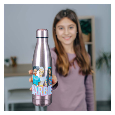 Botella para beber Barbie Undercover de acero inoxidable de 450 ml, multicolor, ideal para niños.