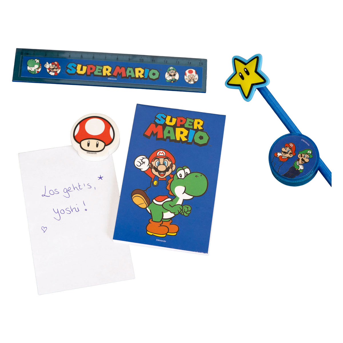 Juego de escritura Super Mario - 6 piezas.