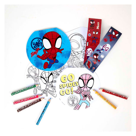 Juego de colorear creativo de Spidey encubierto con pegatinas y libro para colorear.