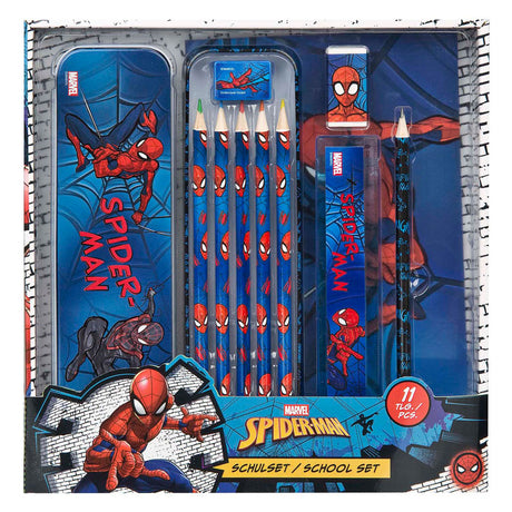 Juego de papelería encubierto spiderman - 11 piezas.