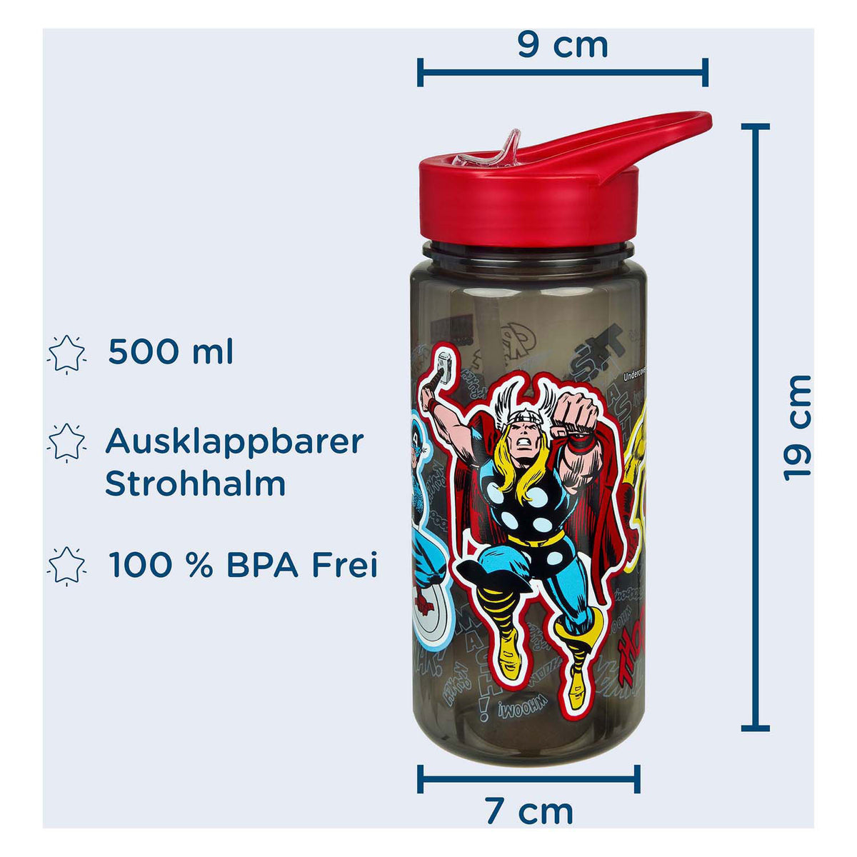 Botella aerodinámica encubierta Marvel Avengers - 500ml