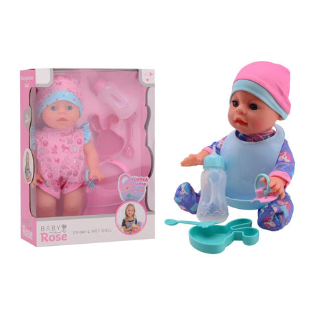 Johntoy john toy baby rose muñeca bebiendo y orinando 30cm, 2 surtidos