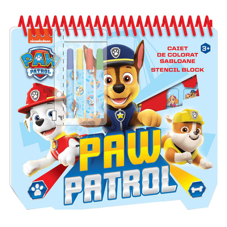 Bloque para colorear de la patrulla canina con rotuladores + pegatinas + plantilla