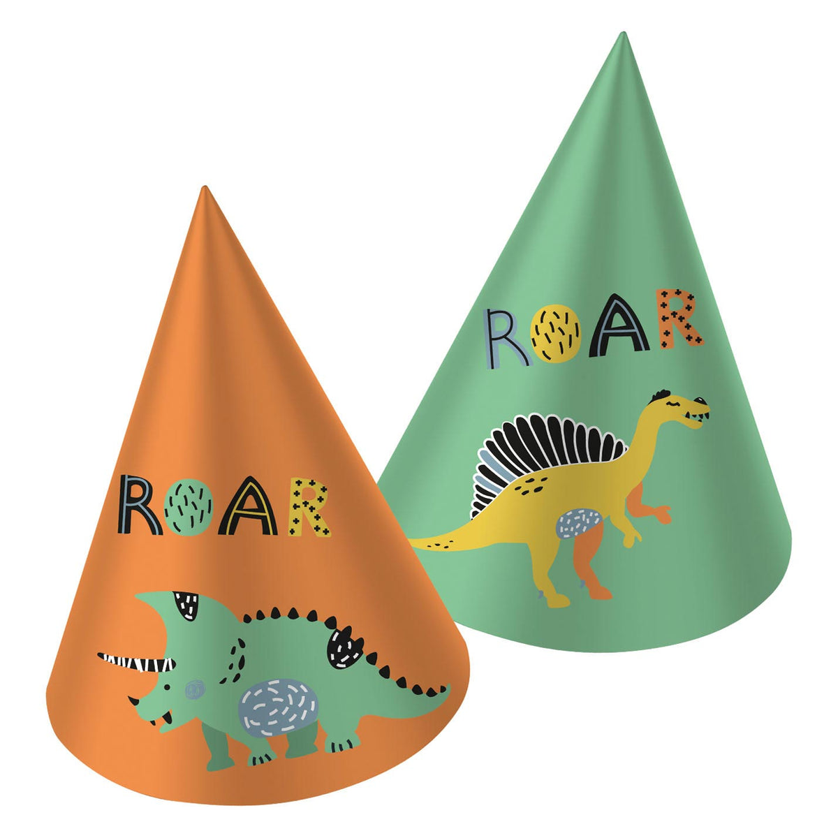 Folat bv gorros de fiesta de papel rugidos de dinosaurio, 6 uds.
