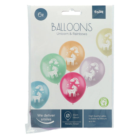 Folat bv globos de látex unicornios arcoíris, 6 uds.