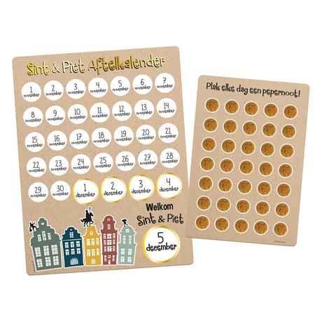 Calendario de cuenta atrás de Folat bv Sinterklaas con pegatinas de bienvenida a San Pedro