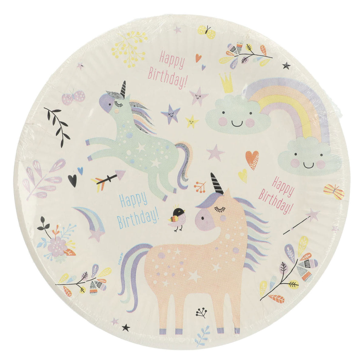 Folat bv platos unicornios arcoiris, 8 uds.