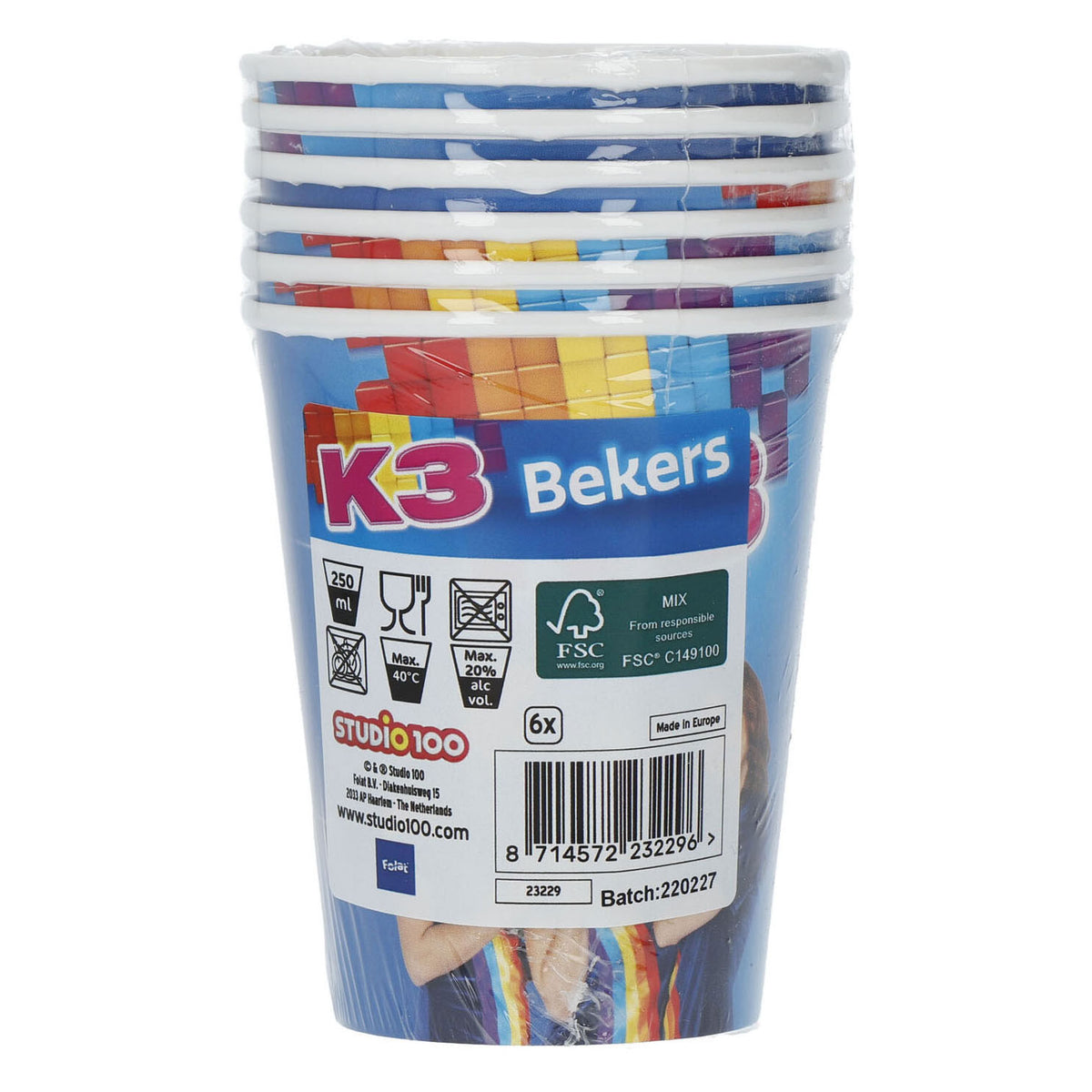 Vasos Folat BV K3, 6 uds.
