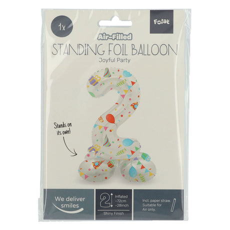 Folat bv globo foil de pie fiesta alegre número 2 -72cm