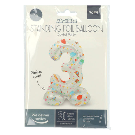 Folat bv globo foil de pie fiesta alegre número 3 -72cm