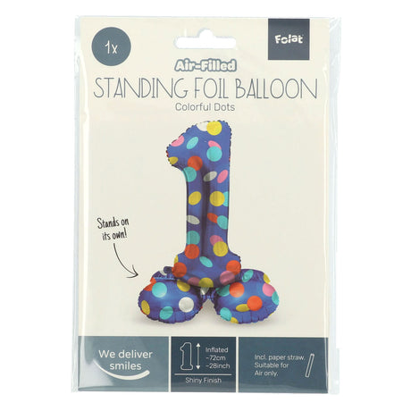 Folat Bv Standing Foil Balloon Colorful Dots Número 1 - 72 cm