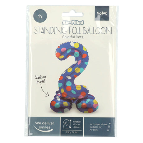 Folat bv globo de aluminio de pie puntos de colores número 2 - 72 cm