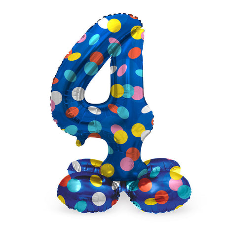 Folat bv globo de aluminio de pie puntos de colores número 4 - 72 cm