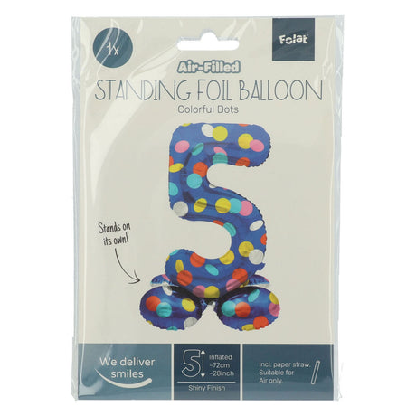 Folat bv globo de aluminio de pie puntos de colores número 5 - 72 cm