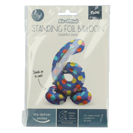 Folat bv globo de aluminio de pie puntos de colores número 6 - 72 cm