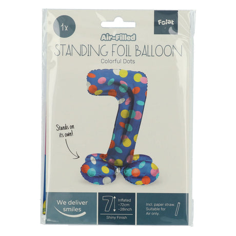 Folat bv globo de aluminio de pie puntos de colores número 7 - 72 cm