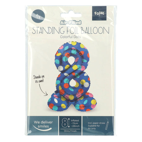 Folat bv globo de aluminio de pie puntos de colores número 8 - 72 cm