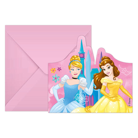 Globos invitaciones y sobres fsc princesas disney vive tu historia, 6uds.
